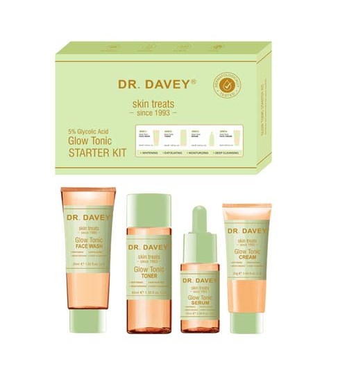 Davey Glow Tonic Skin Complete Facial Care Kit - 4-in-1 Set With Face Cream Serum Skin Repair